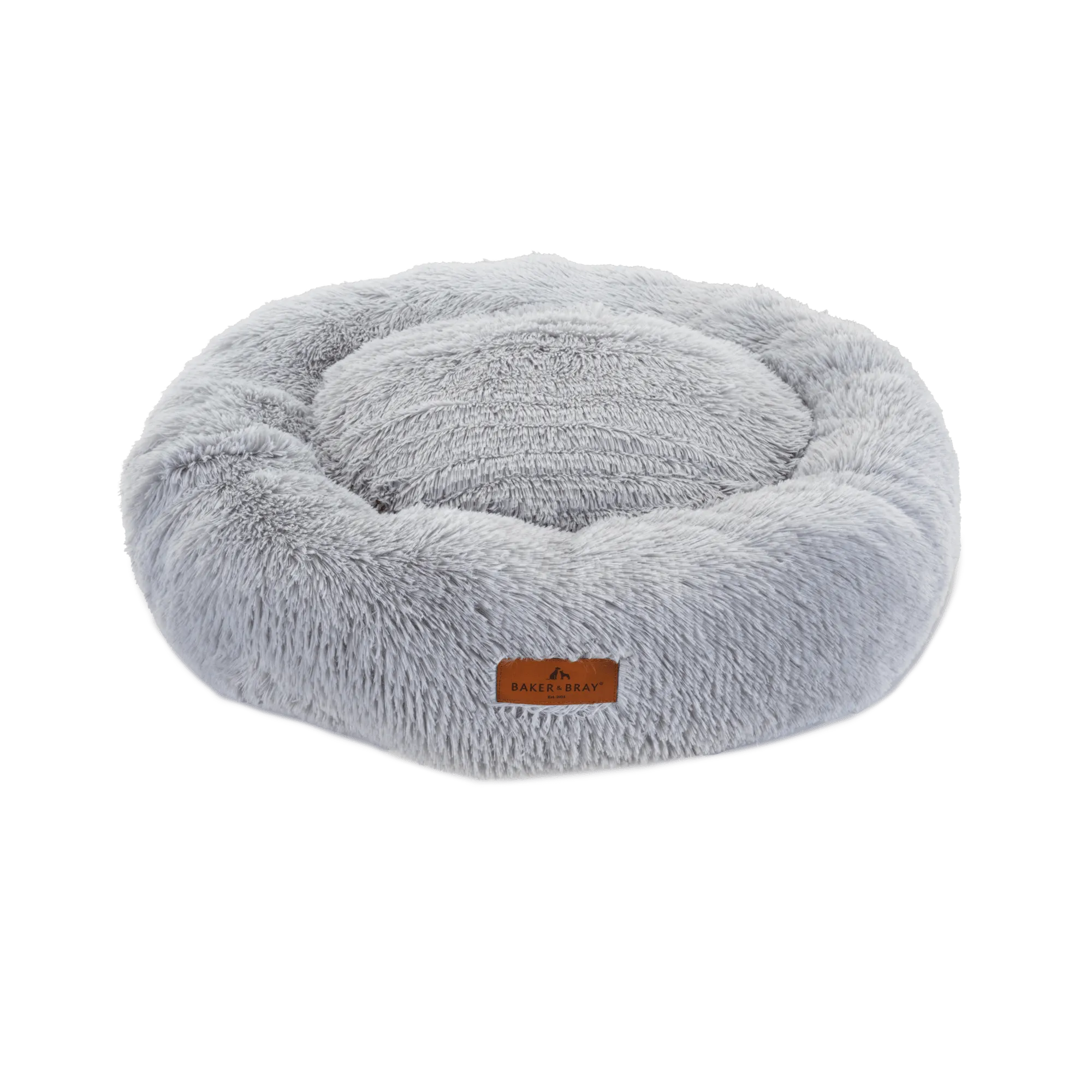 Eco Friendly Luxury Calming Donut Dog Bed, Light Grey