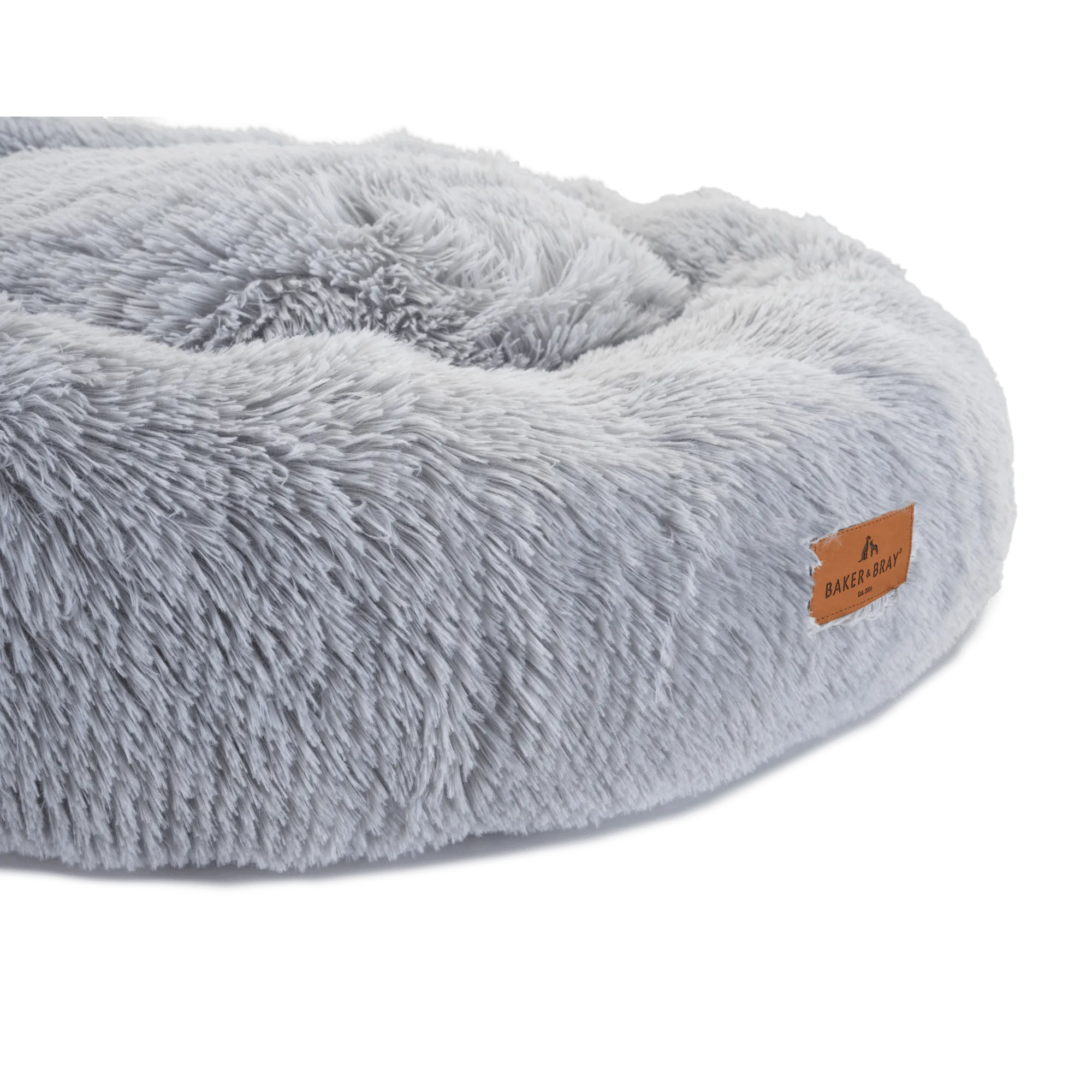 Eco Friendly Luxury Calming Donut Dog Bed, Light Grey