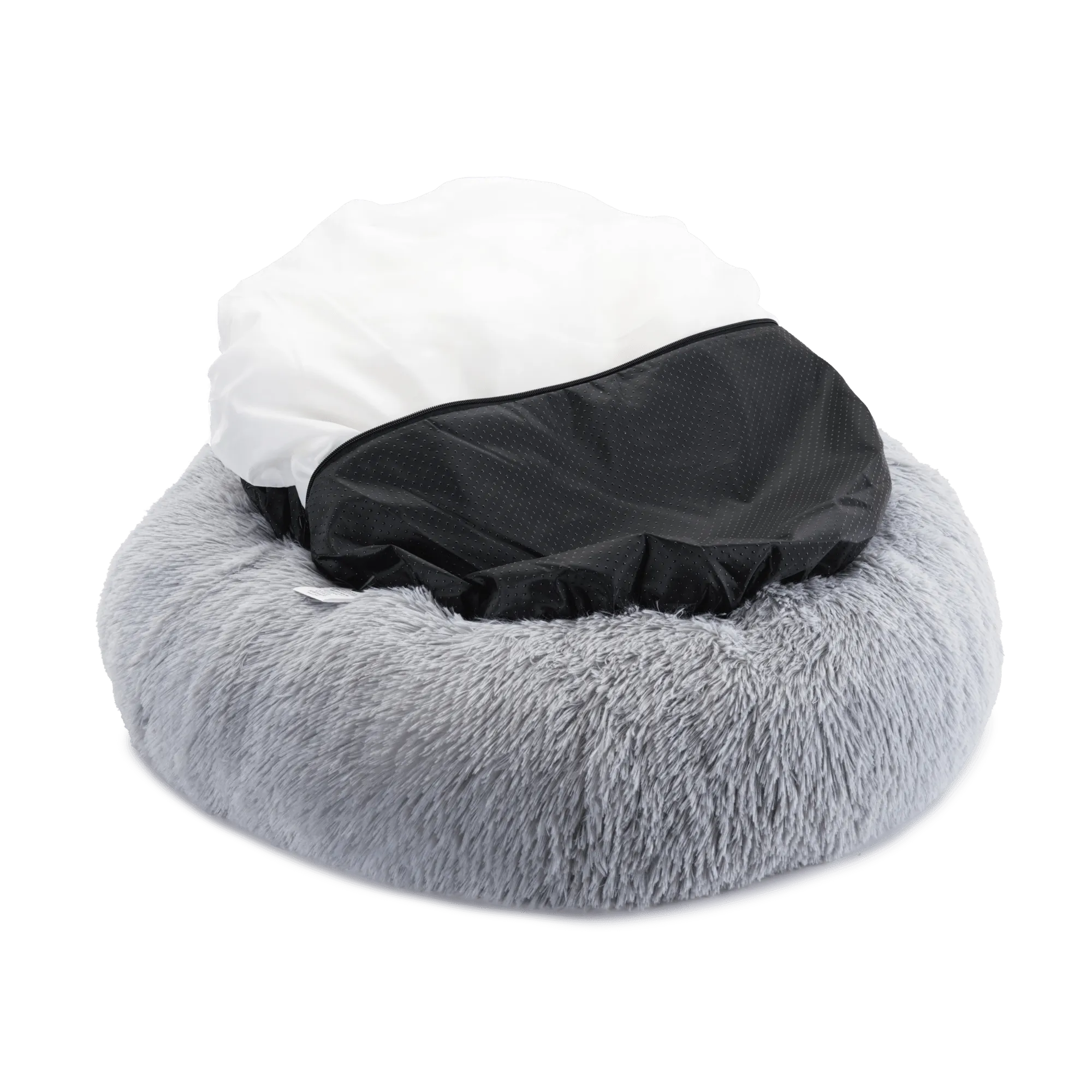 Eco Friendly Luxury Calming Donut Dog Bed, Light Grey