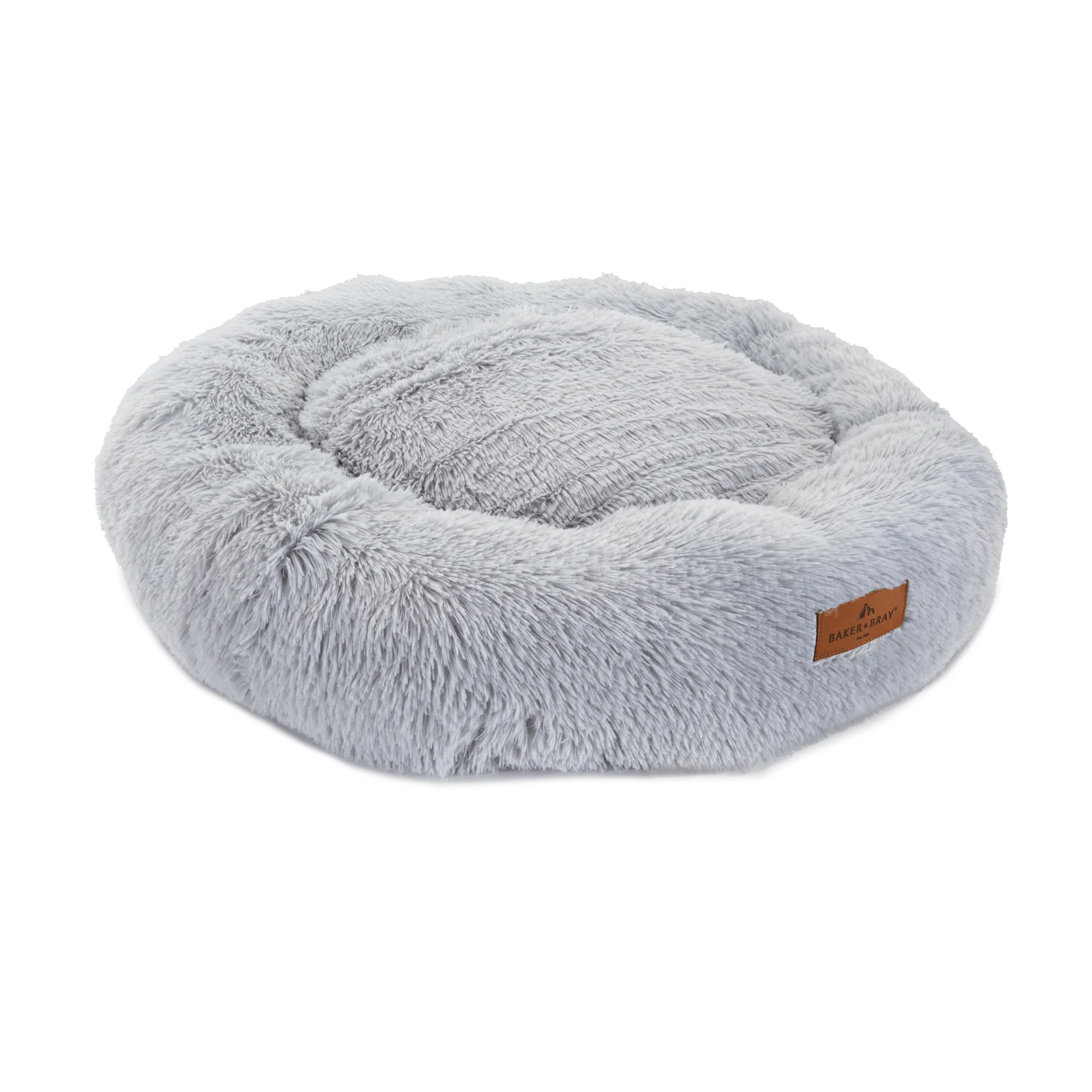 Eco Friendly Luxury Calming Donut Dog Bed, Light Grey