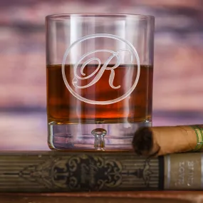 Edwardian Script Engraved Scotch Whiskey Bourbon Glass