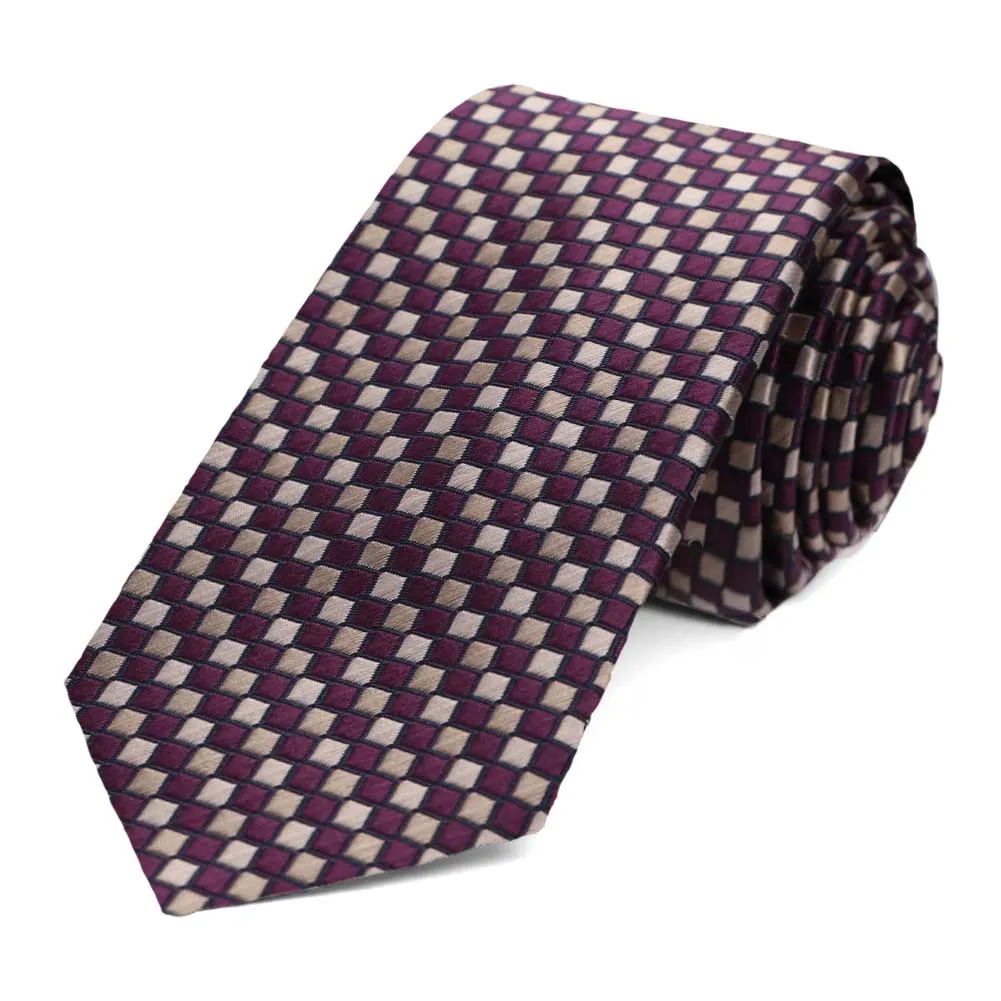 Eggplant Edmund Geometric Slim Necktie