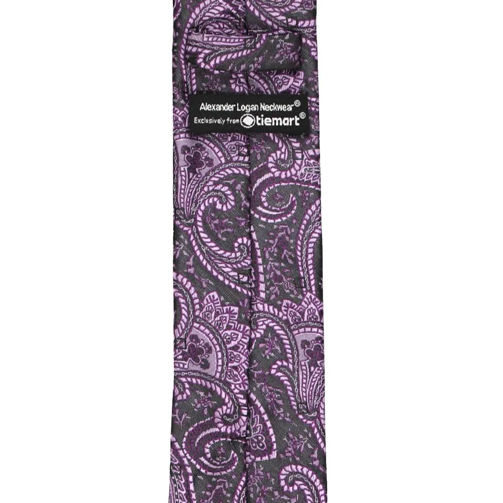 Eggplant Purple Clara Paisley Slim Necktie, 2.5" Width