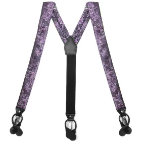 Eggplant Purple Clara Paisley Suspenders