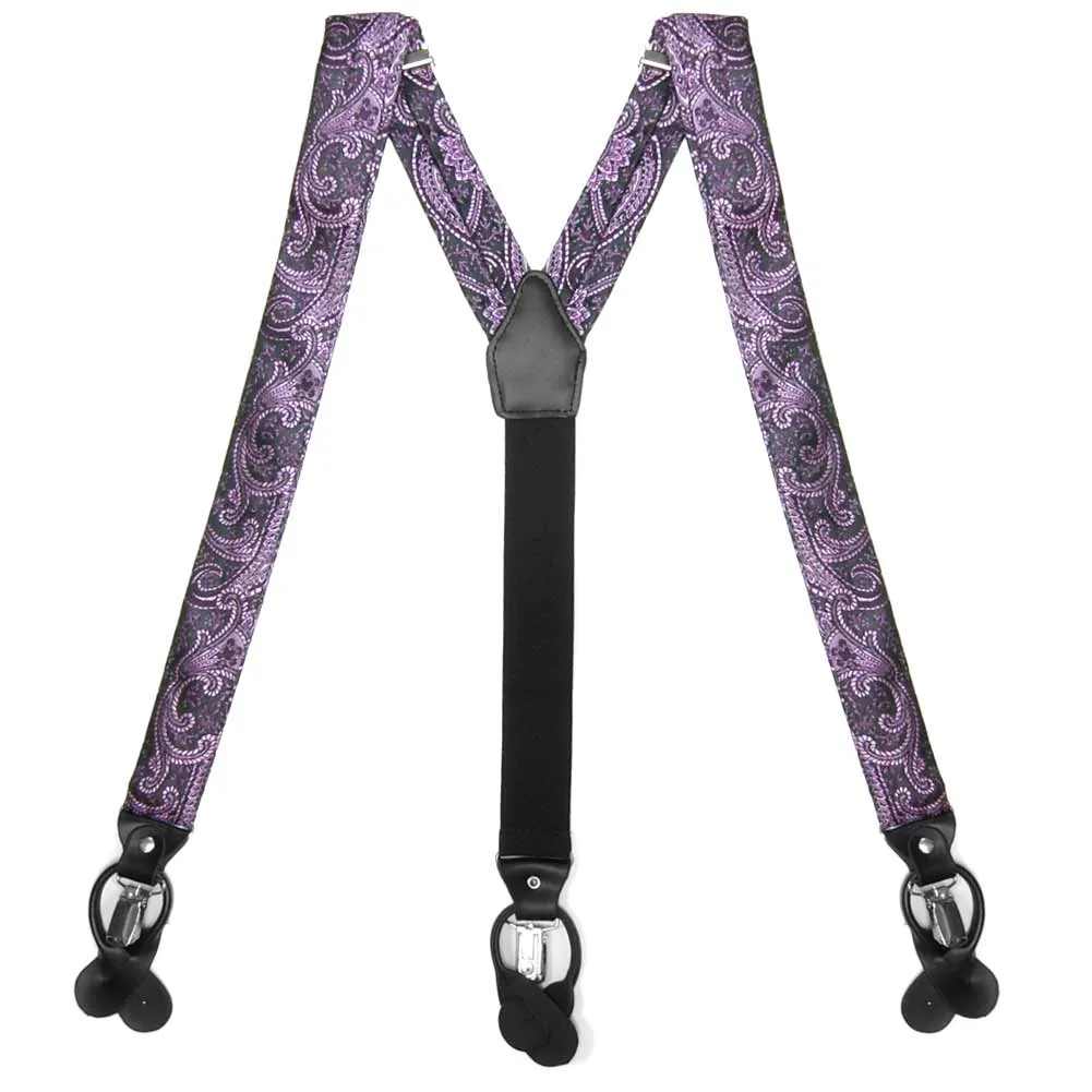 Eggplant Purple Clara Paisley Suspenders