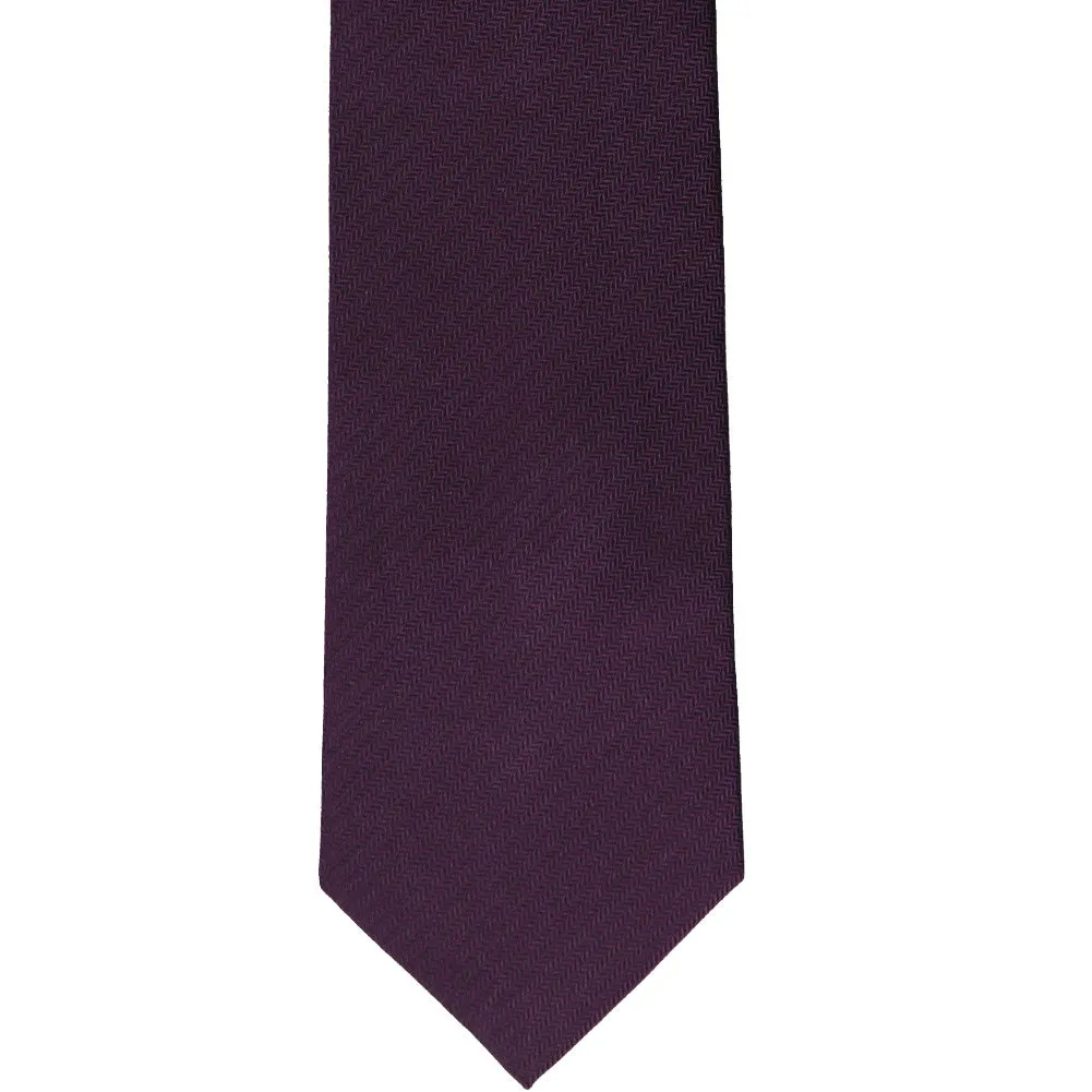Eggplant Purple Herringbone Silk Necktie