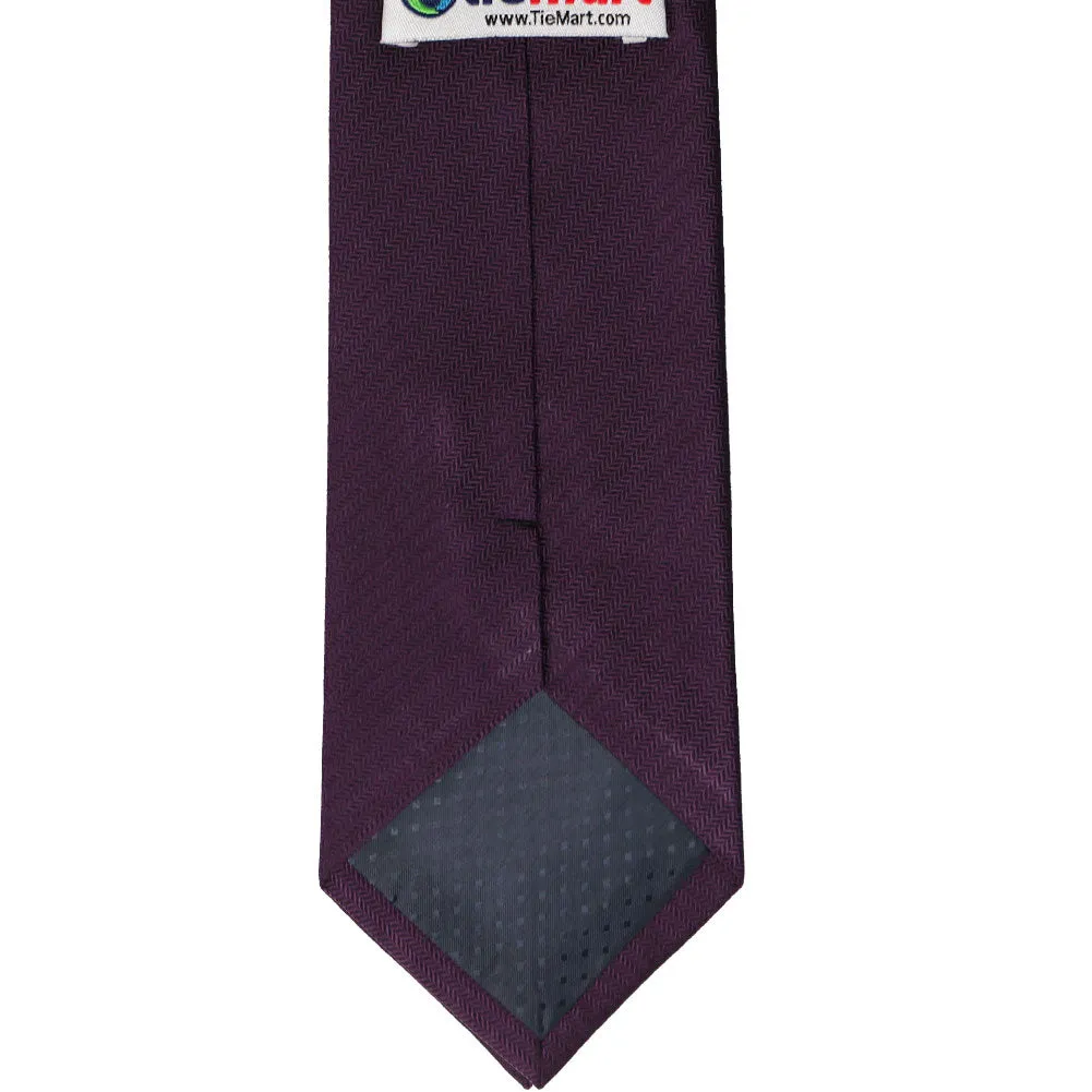 Eggplant Purple Herringbone Silk Necktie
