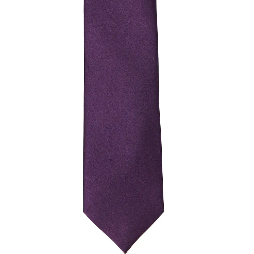 Eggplant Purple Silk Slim Necktie, 2.5" Width