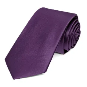 Eggplant Purple Silk Slim Necktie, 2.5" Width
