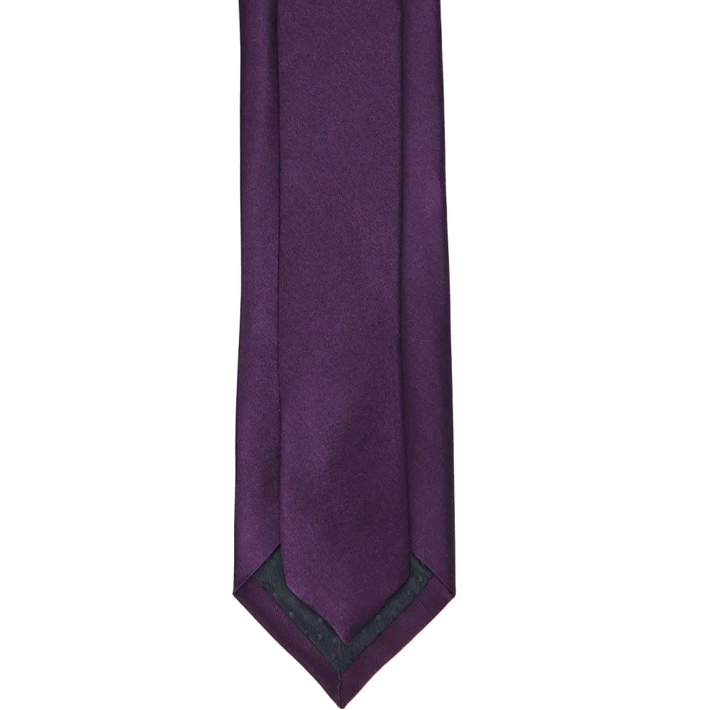 Eggplant Purple Silk Slim Necktie, 2.5" Width