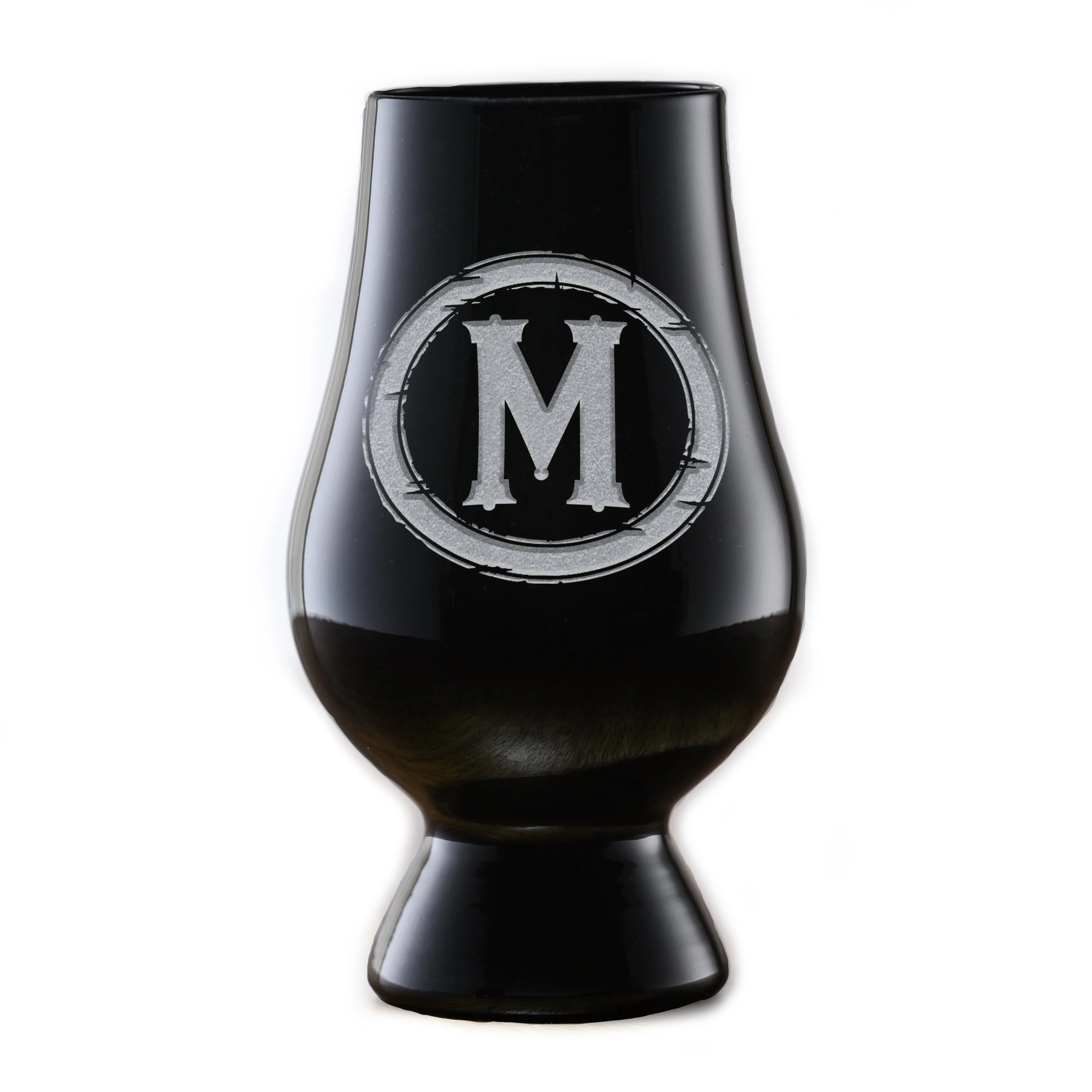 Engraved Black Glencairn Whisky Glass With Monogram