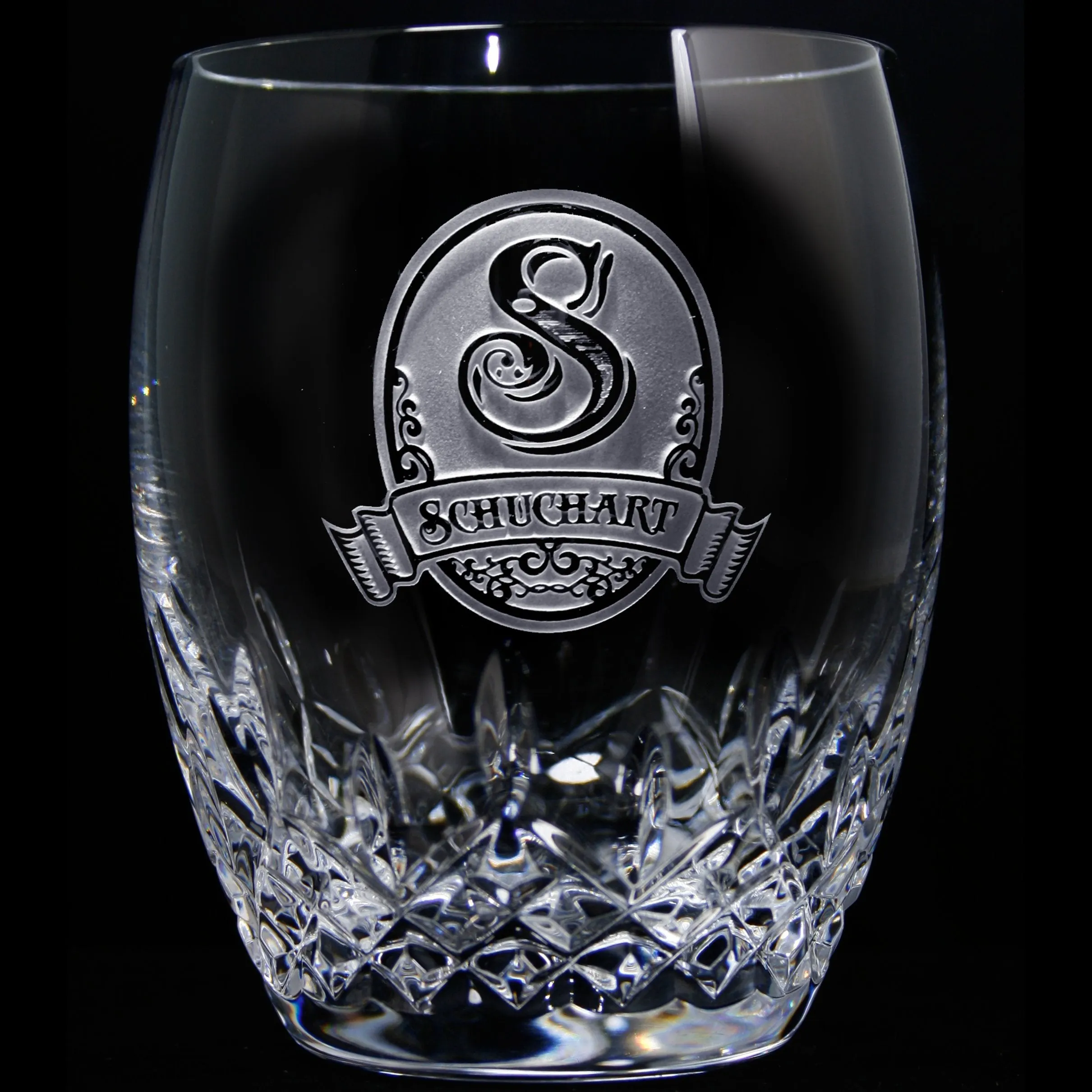 Engraved Waterford Crystal Bourbon Glasses, PAIR