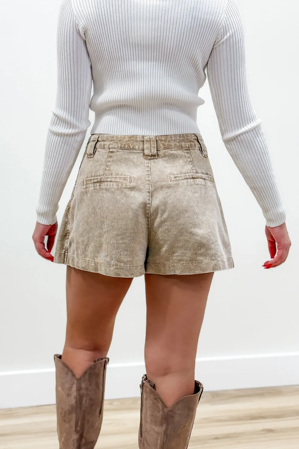 Fall Adventures Pleated Corduroy Mini Skirt - Camel