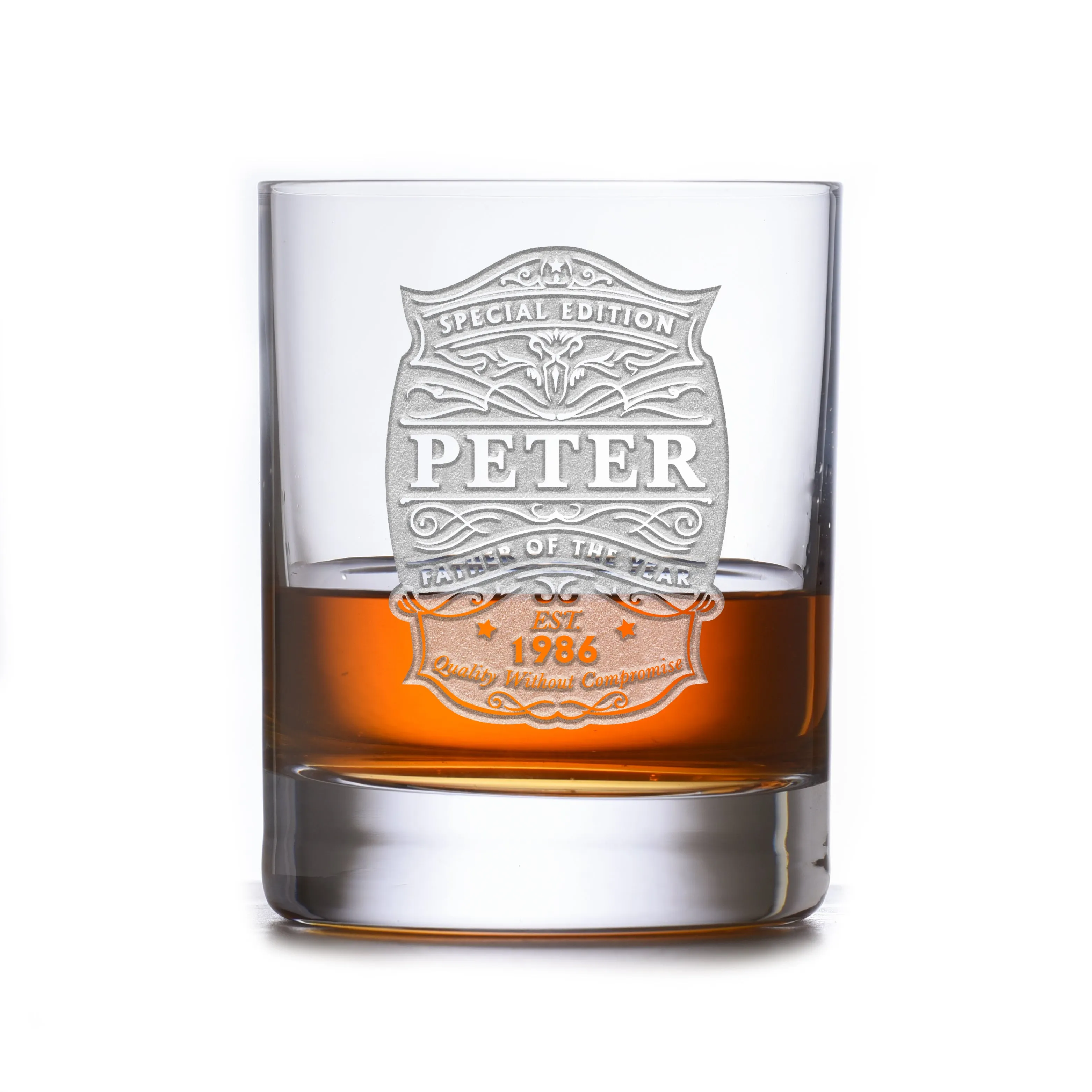 Father of the Year Engraved DOF Rocks Glass Gift for Dad
