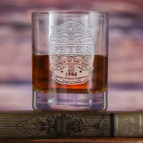 Father of the Year Engraved DOF Rocks Glass Gift for Dad
