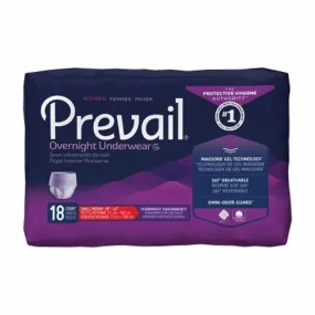 Female Adult Absorbent Underwear Prevail  Women's Overnight Pull On with Tear Away Seams Small / Med 18 Count By First Quality