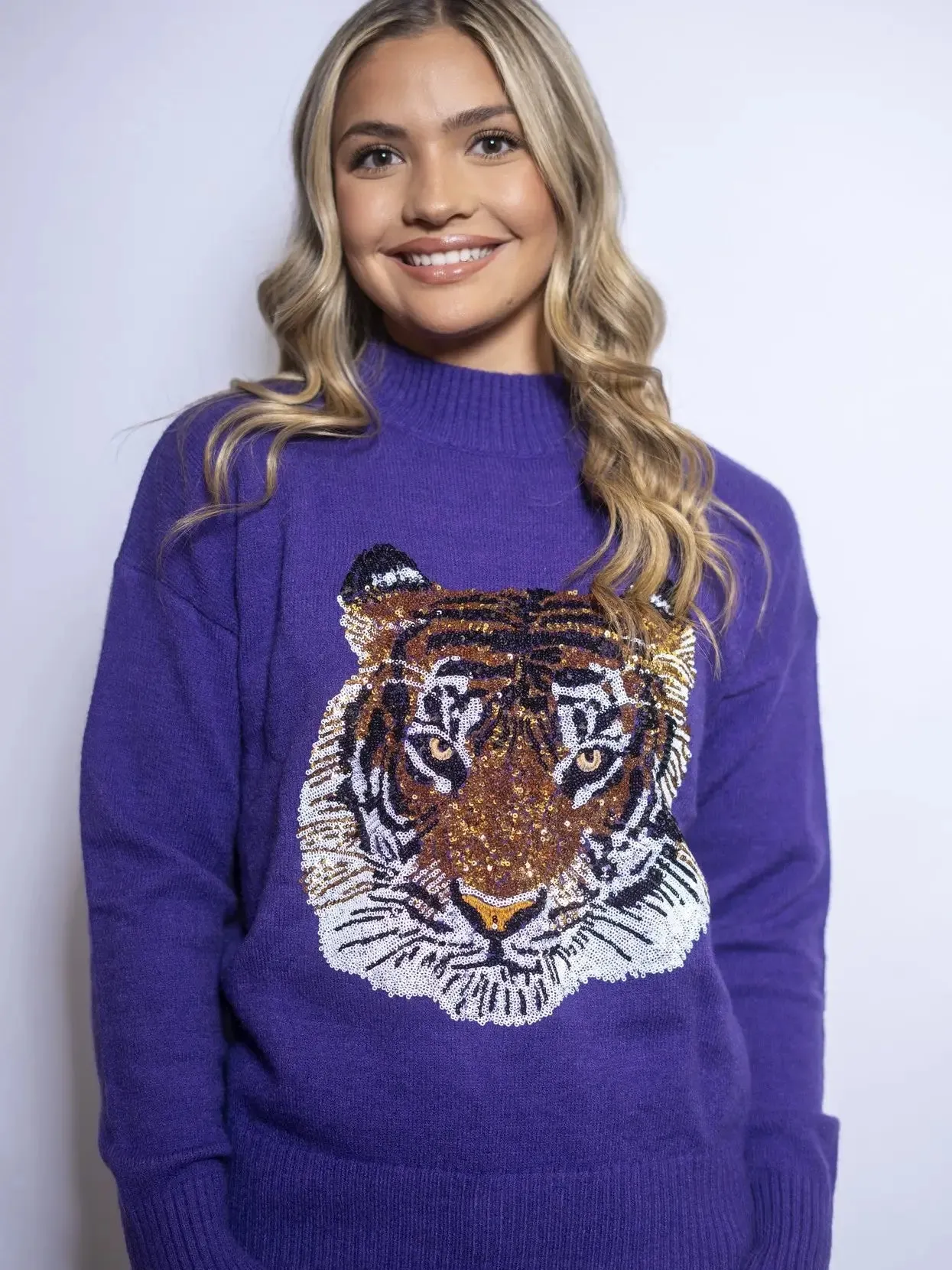 Geauxlden Sequin Tiger Sweater