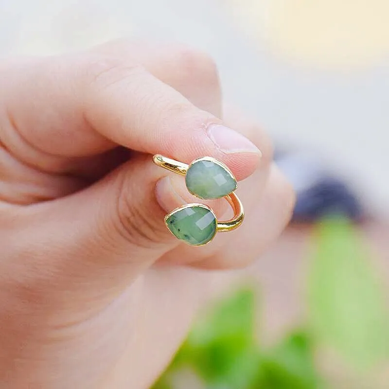 Green Jade Adjustable Ring