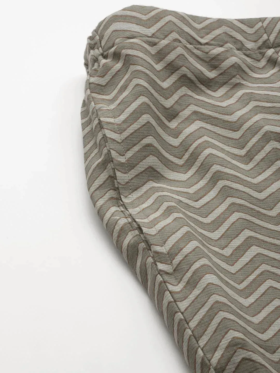 Grey Printed Cotton Trousers