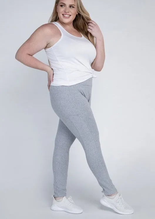 Hi Curvy Plus Size Women Everyday Leggings with Pockets