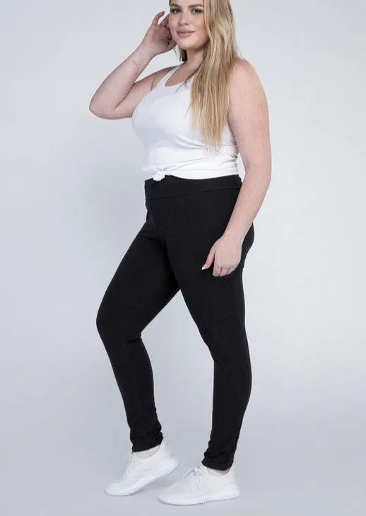 Hi Curvy Plus Size Women Everyday Leggings with Pockets