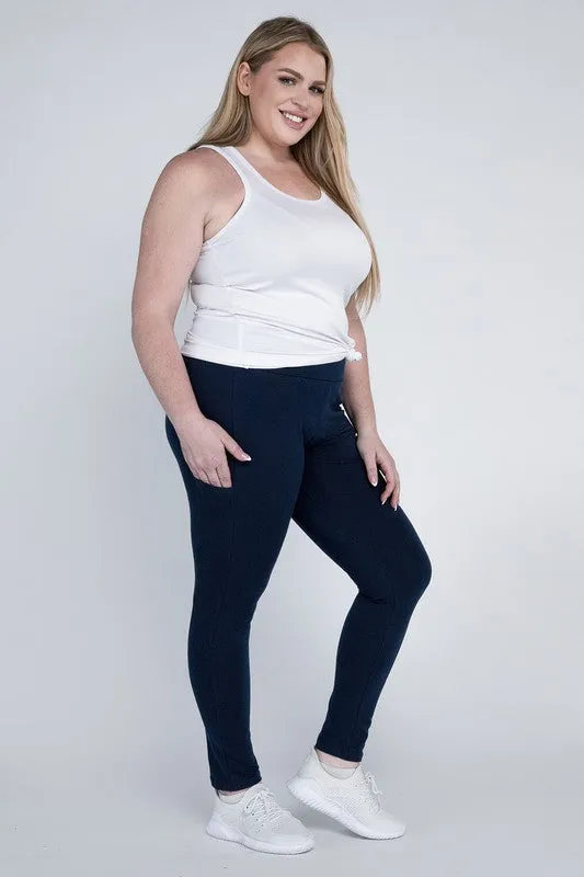 Hi Curvy Plus Size Women Everyday Leggings with Pockets
