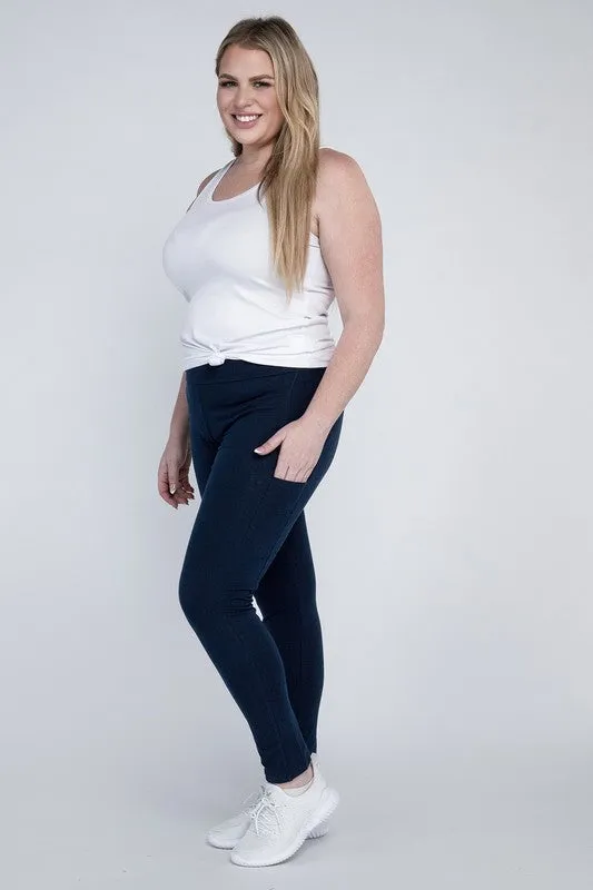 Hi Curvy Plus Size Women Everyday Leggings with Pockets