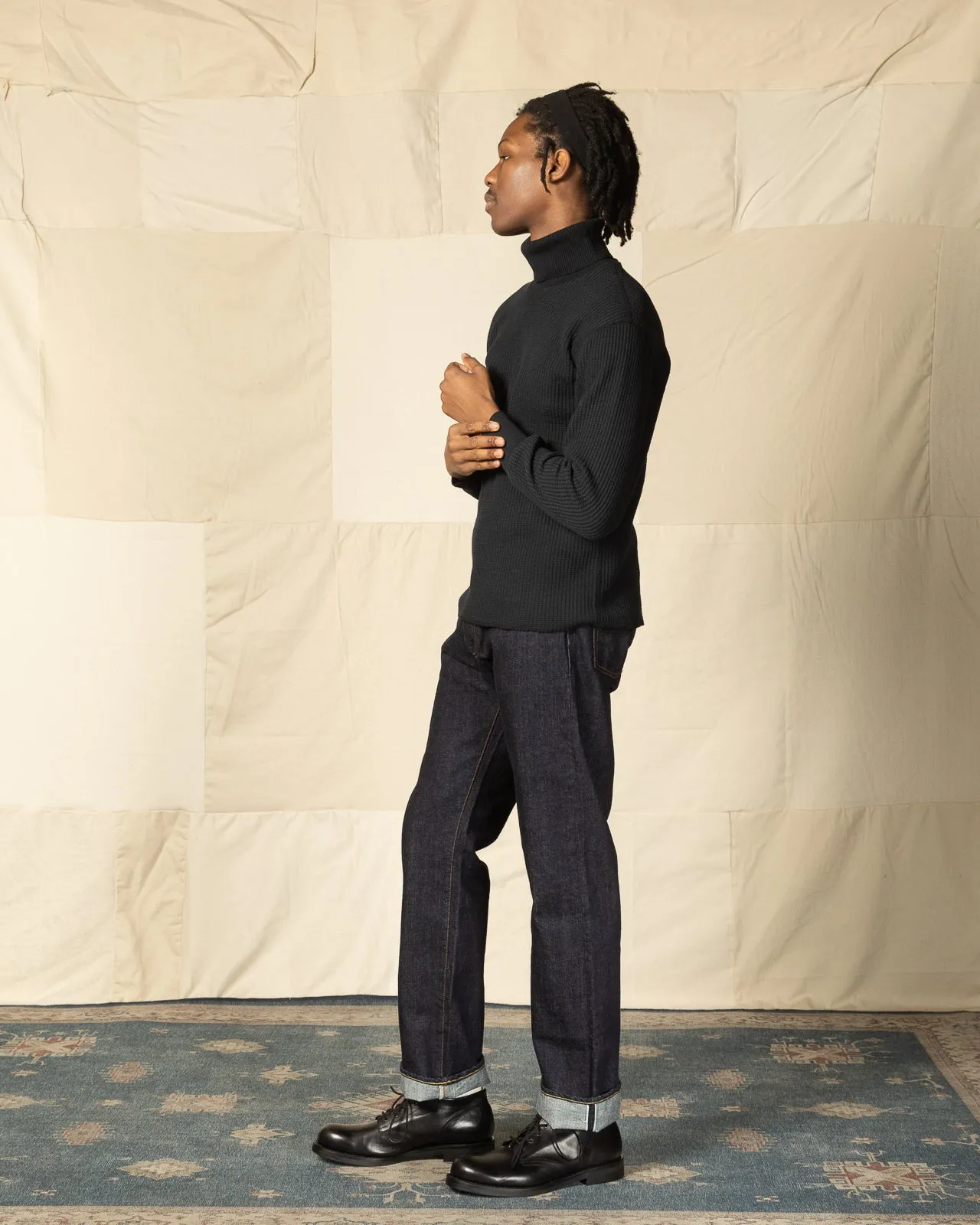 High Neck Thermal Shirt - Navy