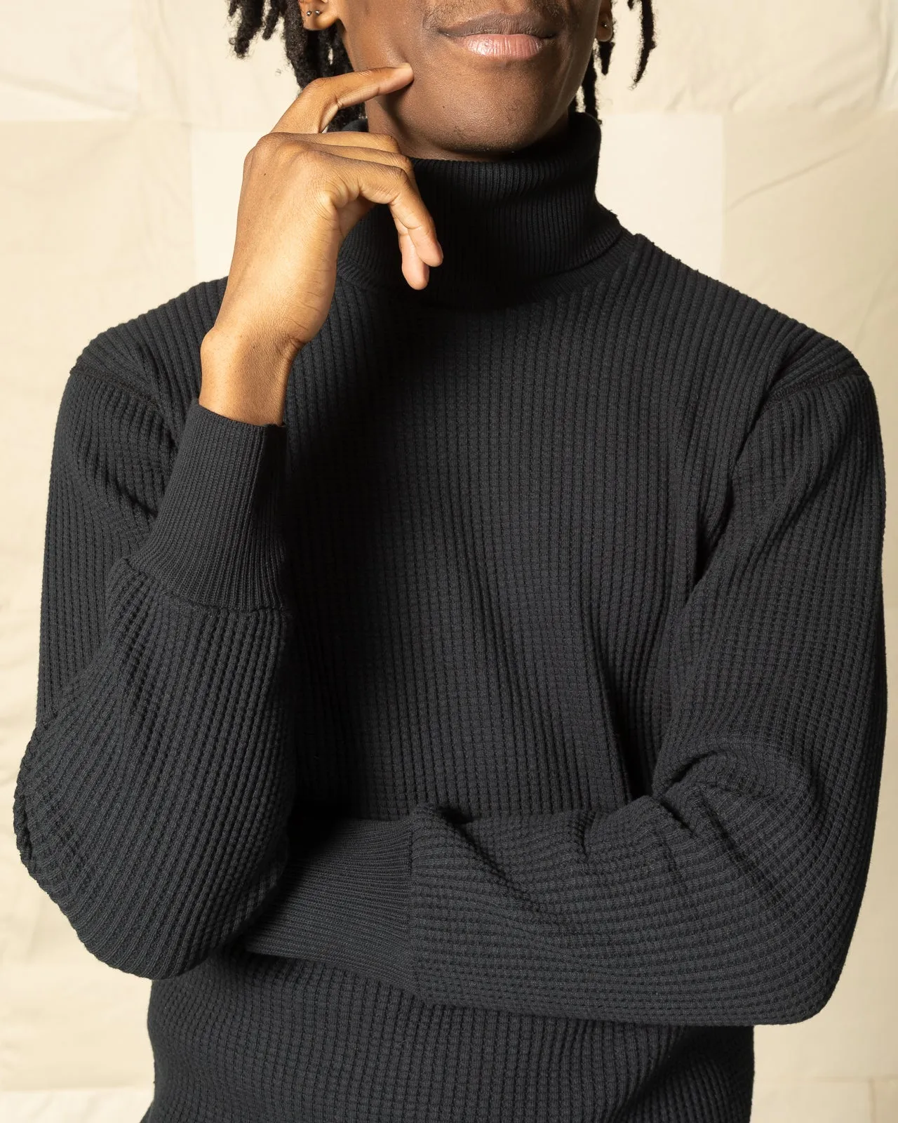 High Neck Thermal Shirt - Navy