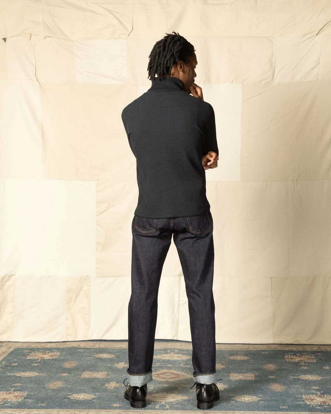 High Neck Thermal Shirt - Navy