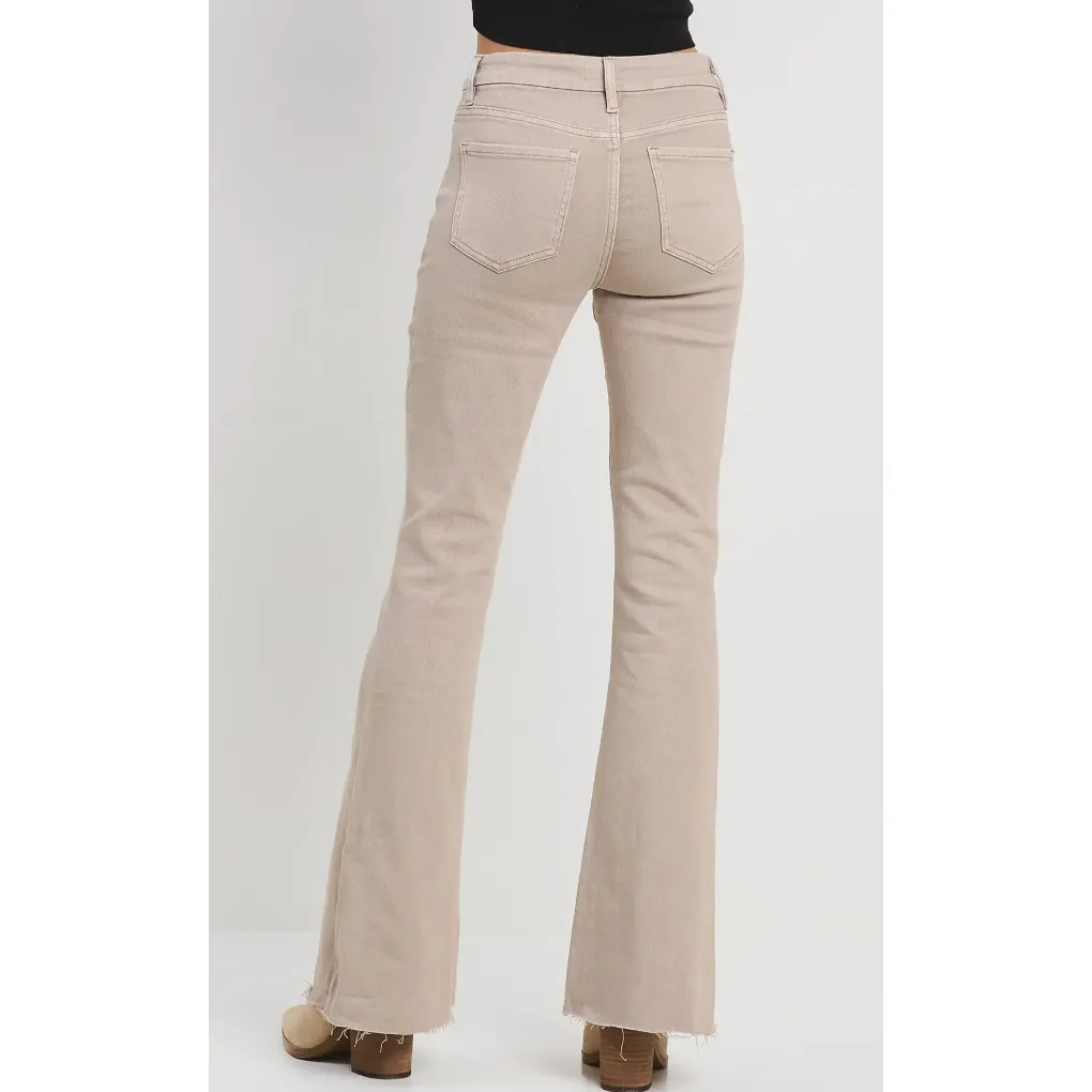 High Rise Taupe Slim Flare Jeans