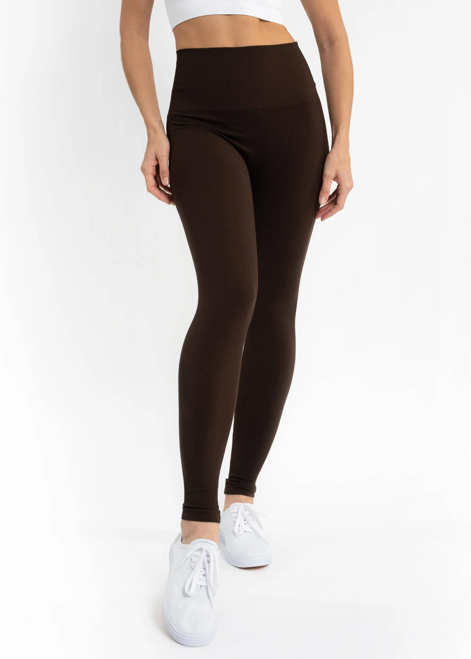High-Waisted Leggings: EGGPLANT