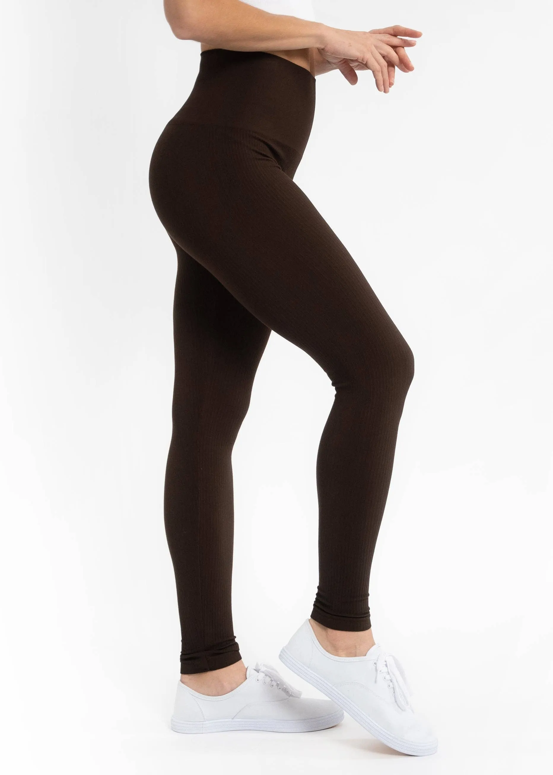 High-Waisted Leggings: EGGPLANT