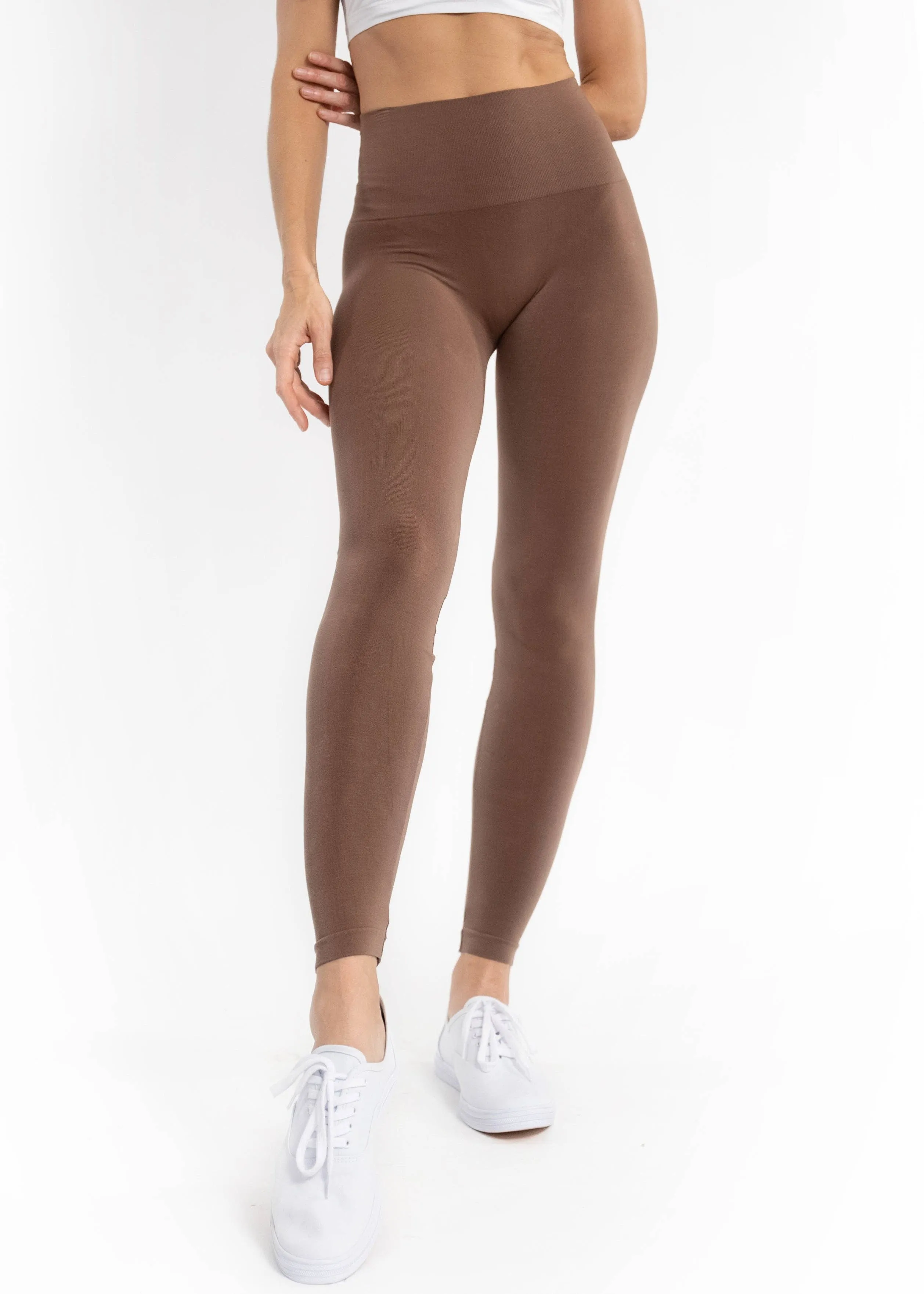 High-Waisted Leggings: EGGPLANT