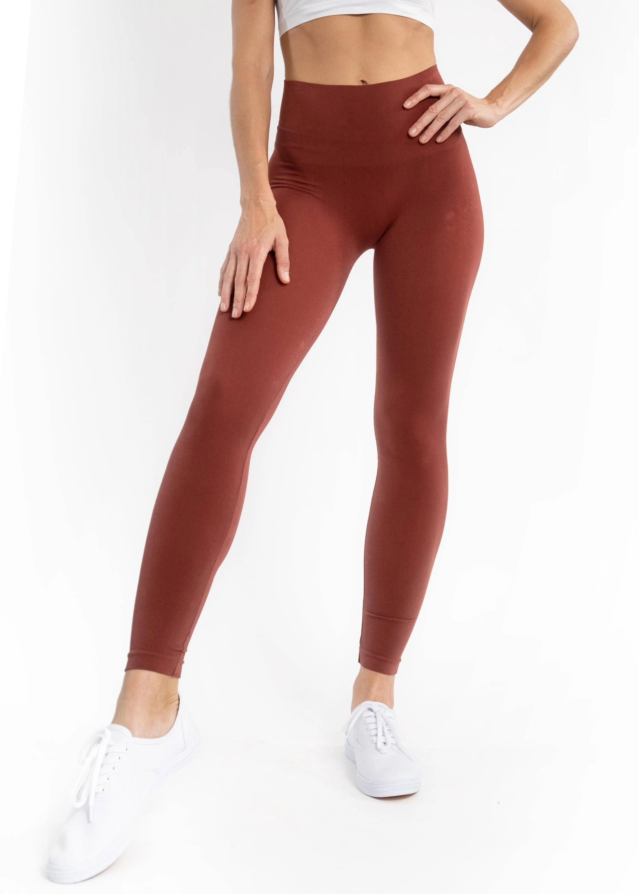 High-Waisted Leggings: EGGPLANT