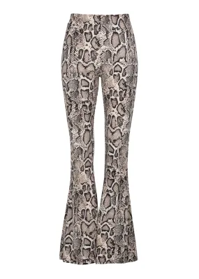 High Waisted Snakeskin Bell Bottom Wide Leg Pants