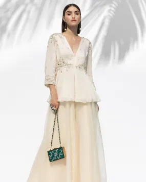 Ivory Tunic With Palazzo Pant Set