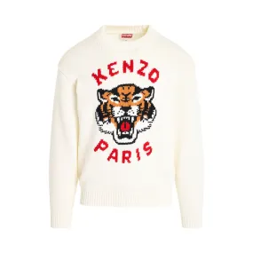 Kenzo Lucky Tiger Knit Sweater in Off White