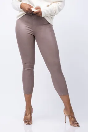 L'AGENCE Margot Coated Skinny Jean in Deep Taupe Coated