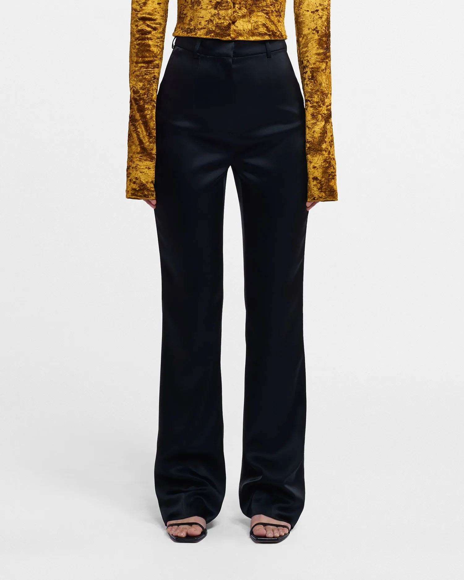 Leena - Slip Satin Pants - Black