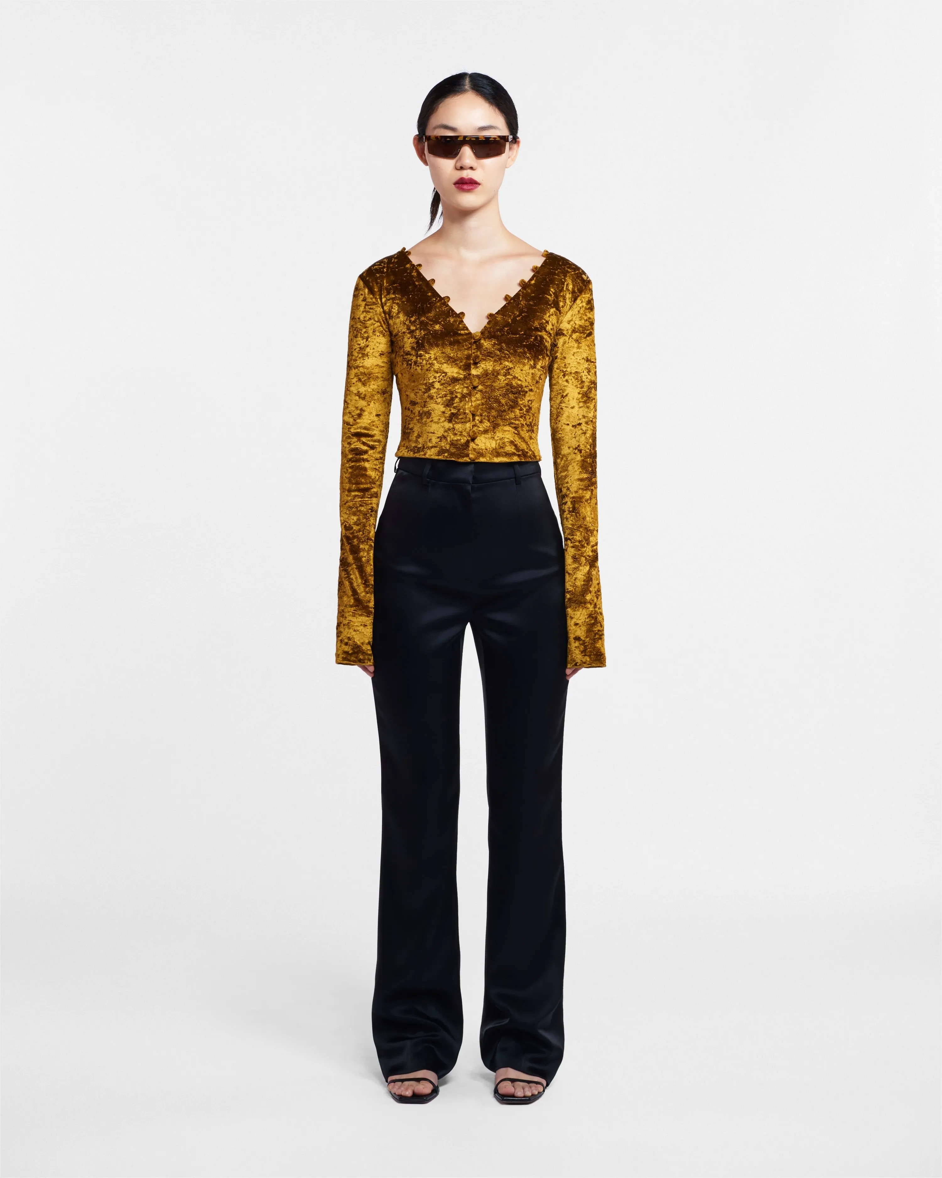 Leena - Slip Satin Pants - Black