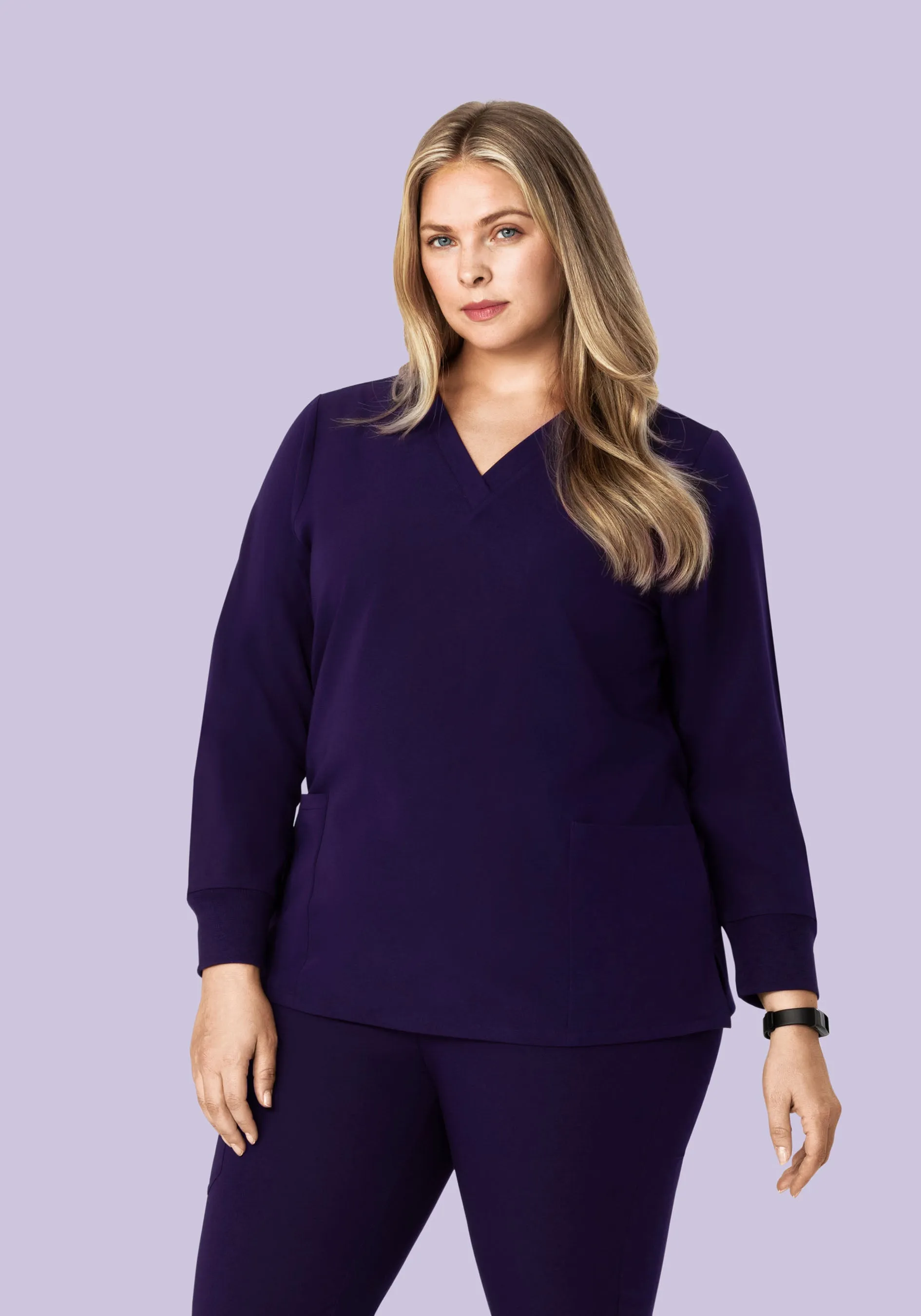 Long Sleeve 6 Pocket Top Eggplant