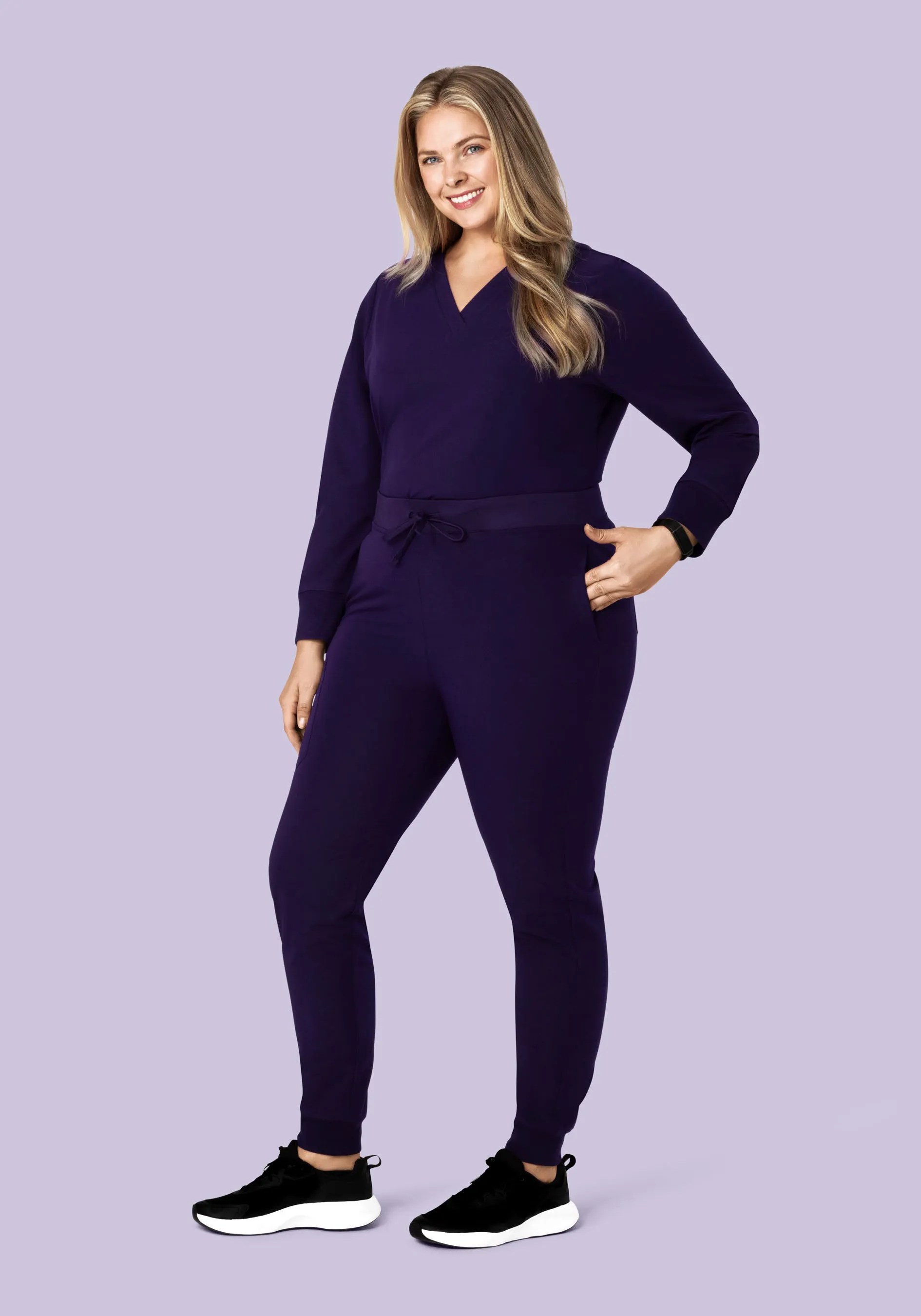 Long Sleeve 6 Pocket Top Eggplant