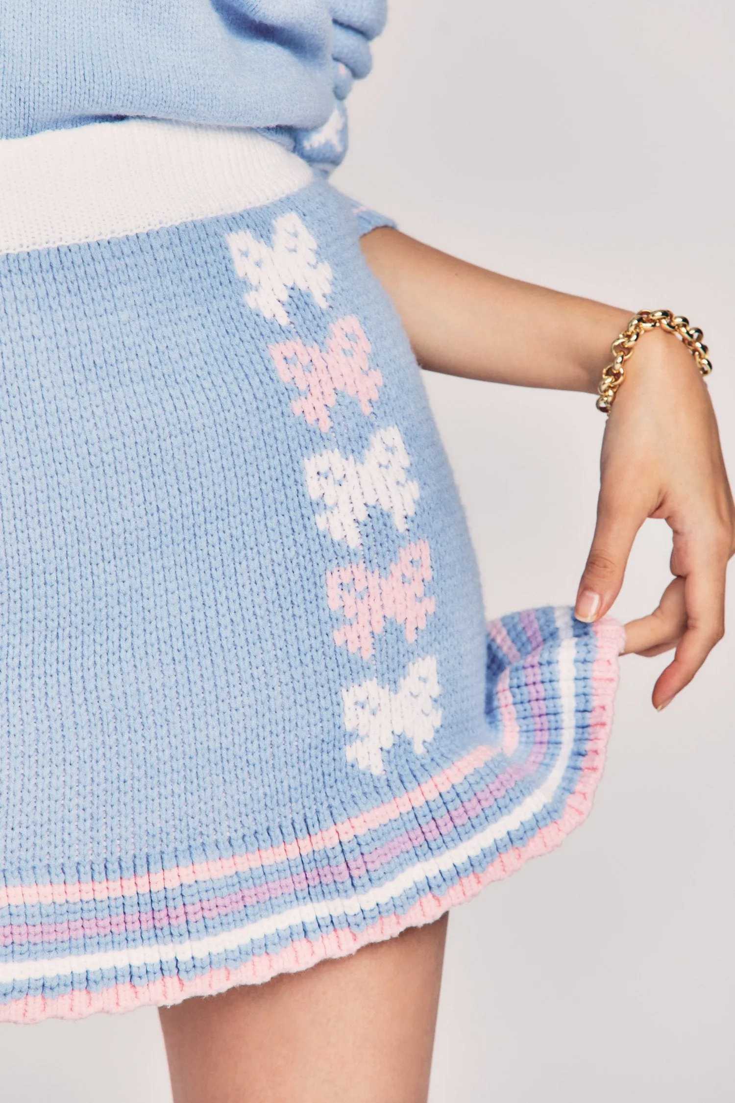Loveshackfancy Hathaway Mini Skirt in Blue Skies