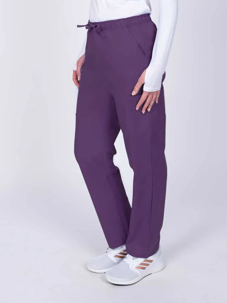 Luv Scrubs by MedWorks Women's Elastic Waist Cargo Pant | Eggplant