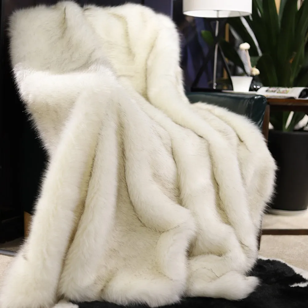 LUXURY FAUX FUR SOFA THROW BLANKET