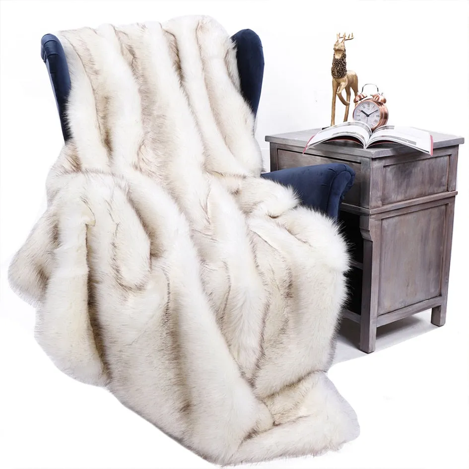 LUXURY FAUX FUR SOFA THROW BLANKET