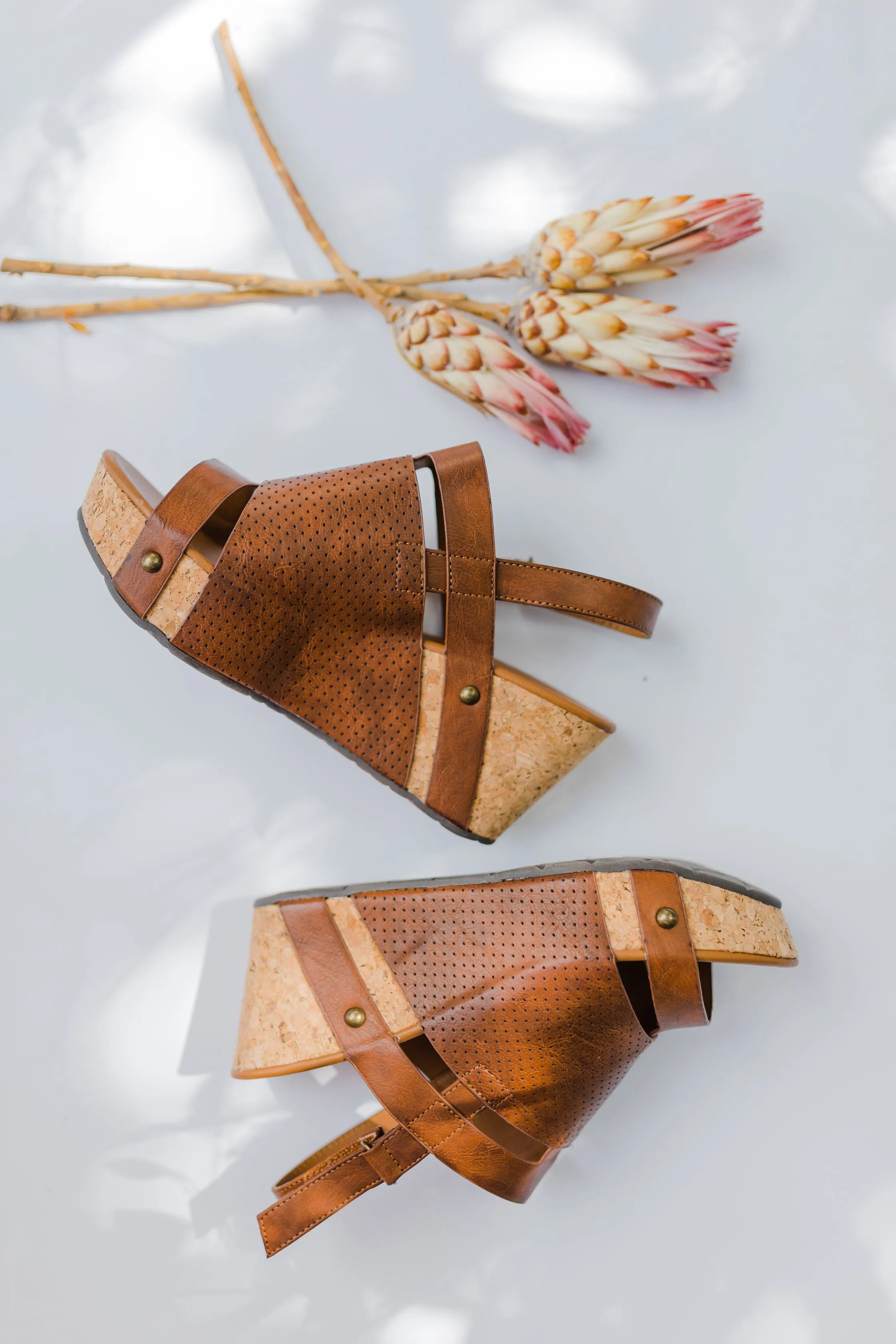 Mallory Whiskey Cork Bottom Wedge