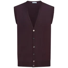 Merino Wool Sleeveless Cardigan - Eggplant