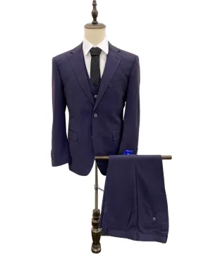 Michael Adams Textured Modern Fit Vested Suit - Egg Plant 3220